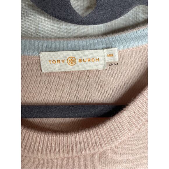 Tory Burch Size M 100% Cashmere Light Pink Crewneck Long Sleeve Sweater - Picture 2 of 4